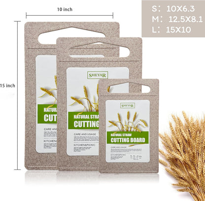 2PCS Wheat Straw Fiber Cutting Board Set for Kitchen, Eco-friendly, Non-slip, Dishwasher Safe (S+M)