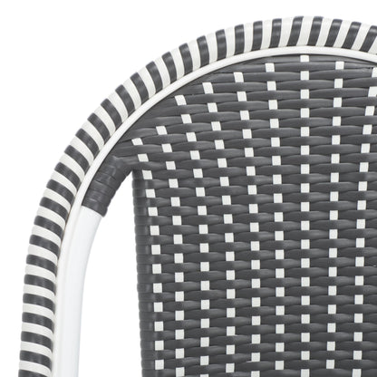 SAFAVIEH Outdoor - Torino Bistro Chair Set of 2 - Grey & White - Faux Wicker & Aluminum Frame - Bistro Side Chair Design - Ideal for Patio, Deck, Sunroom, Dining Area, 18" Seat Height (PAT7550E-SET2)