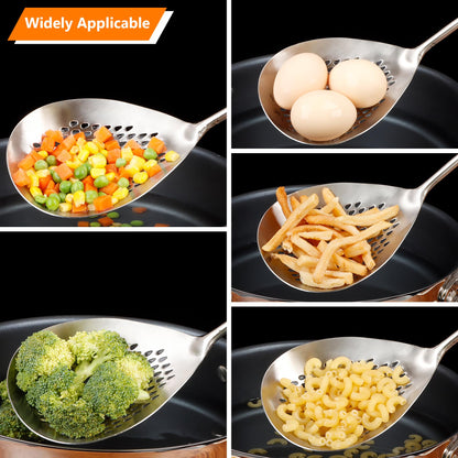 GLENDAVENY Skimmer Slotted Spoon, 304 Stainless Steel Spider Strainer Skimmer Ladle Spoon for Cooking and Frying, Pasta, Spaghetti, 4.3 inch, Dishwasher safe