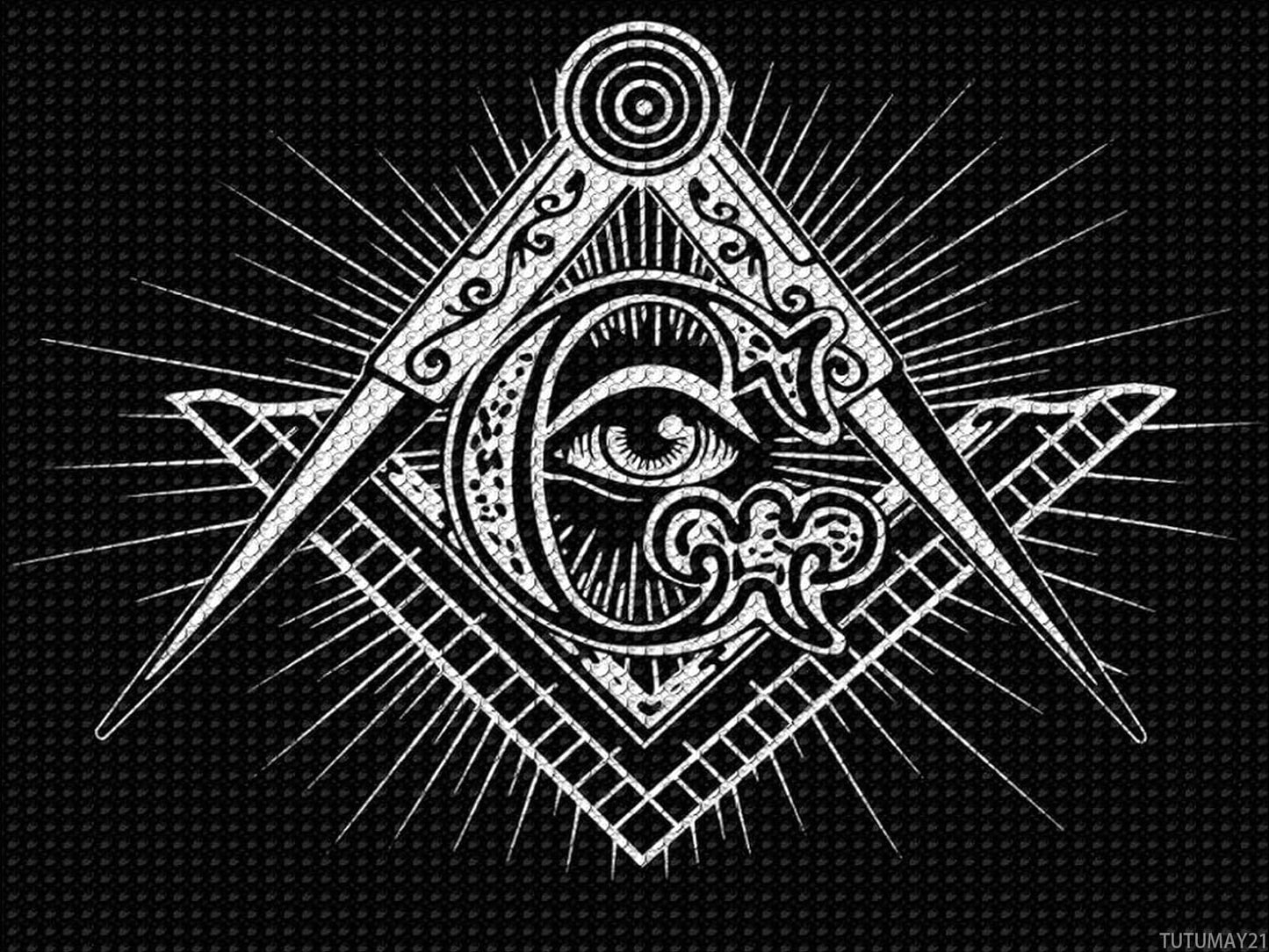 TUTUMAY21 Freemasonry Masonic Masonry Diamond DIY Painting Kits for Adults Round Drill 5D Number Picture Home Wall Art 12x16 inch