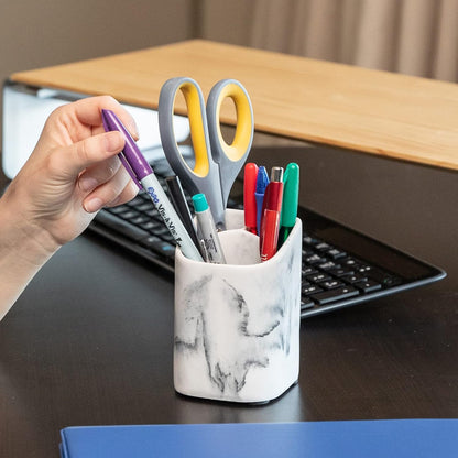ZCCZ Toothbrush Holder for Bathroom - Premium White Marble Organizer for Electric or Kids Toothbrushes