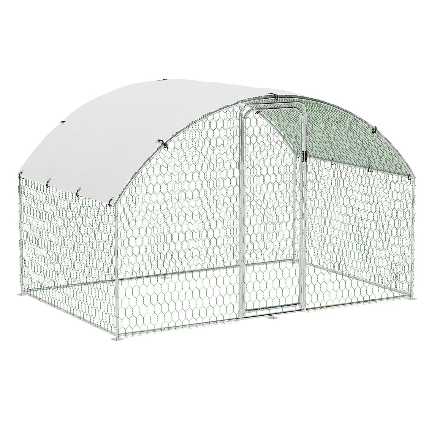 Large Metal Chicken Coop, Outdoor Chicken Runs for Yard with Cover,Large Chicken Run with Upgrade Tri-Supporting,Waterproof and UV-Resistant,Walk-in Poultry Cage for Farm Yard(9.8'l x 6.5'w x 6.5'h)