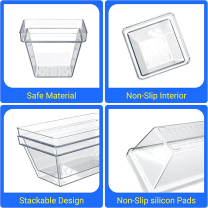 YAN & HIN Set of 72 Stackable Non-Slip Acrylic Organizers for Makeup Tray, Kitchen Drawer, Desk Drawer Organizer