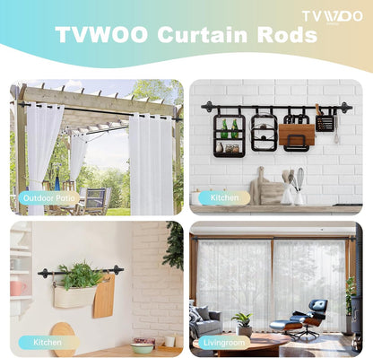 Wrap Around Curtain Rods, Black Adjustable Curtain Rods 36 to 72 Inch for Room Darkening Windows