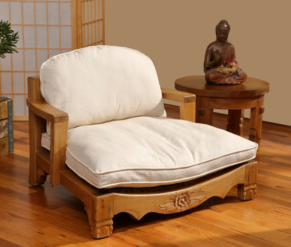 Harmony In Design Raja Meditation Chair, Handcrafted Wooden Frame with Floral Carving, Back Support,