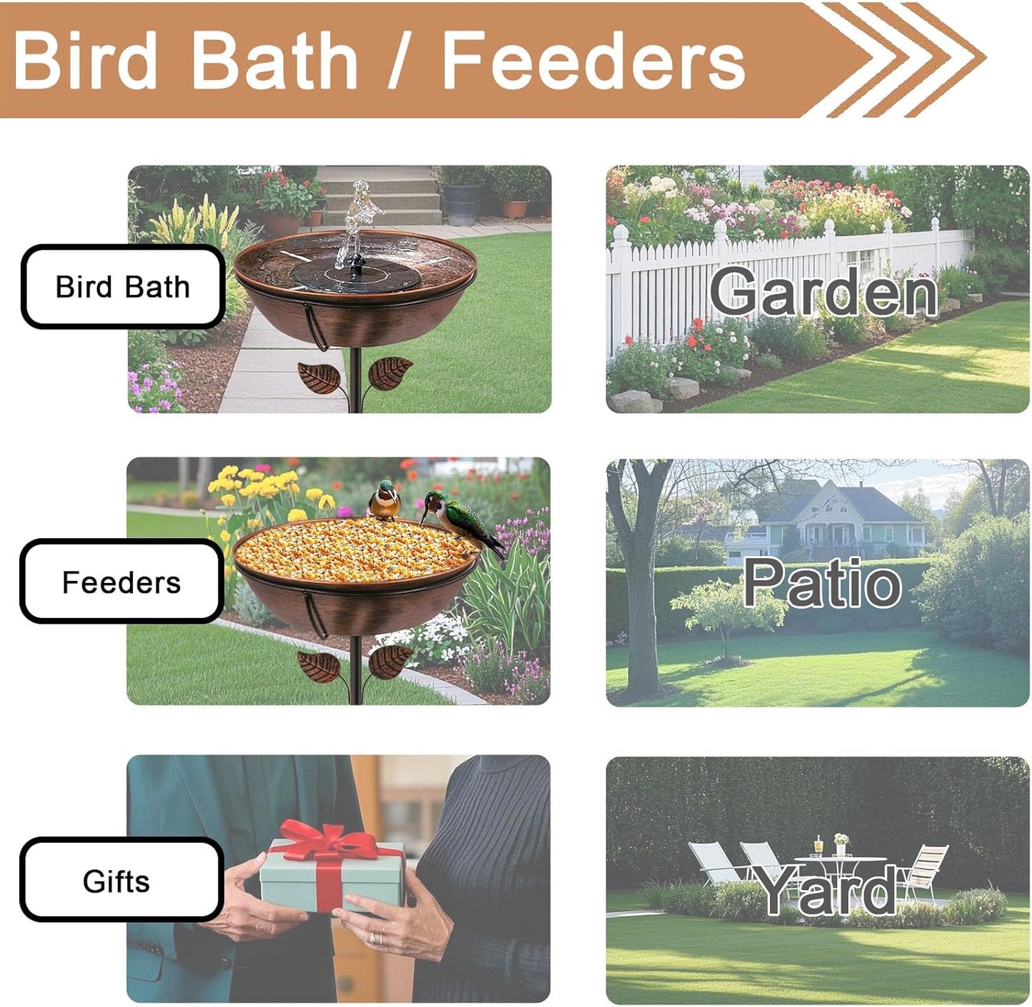 Skiennix 3" Deep Metal Bird Bath - Removable 13" Diameter Bowl with Stable Stake | Easy to Clean Garden Decor