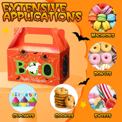 ReliThick 80 Pack Halloween Treat Box with Cellophane Bags Trick or Treat Goodie Cookie Candy Boxes for Treats Ghost Halloween Bag for Party