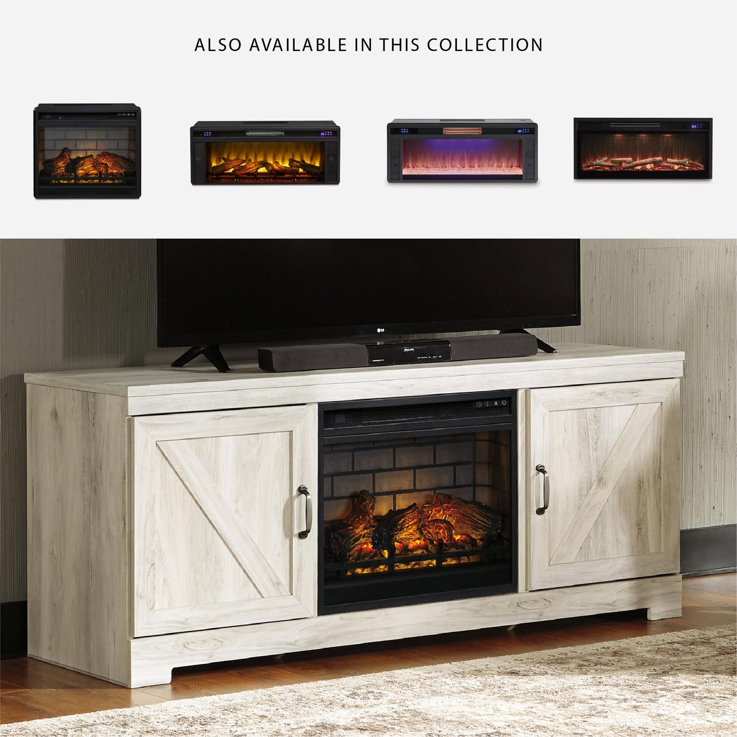 Signature Design by Ashley 24" Electric Infrared Fireplace Insert with Remote Control, Black