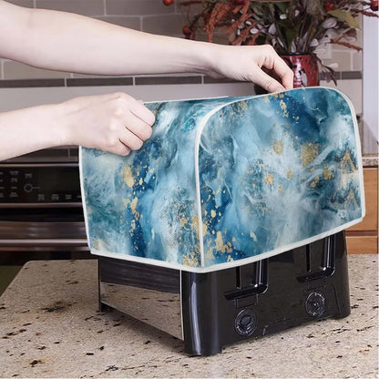 ZDCUSTOM Blue Marble Toaster Cover, Quilted 4 Slice Dustproof Appliance Protector for Kitchen