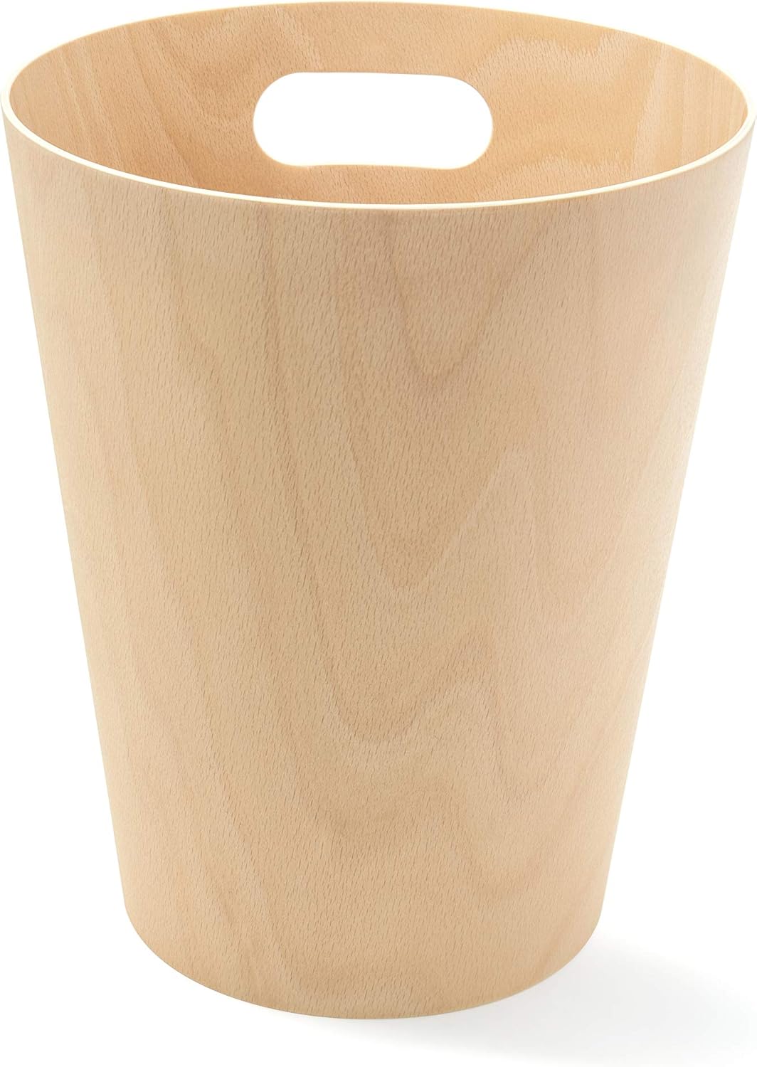 Umbra Woodrow 2 Gallon Modern Wooden Trash Can Wastebasket or Recycling Bin for Home or Office, Natural
