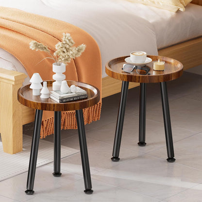2-Pack (12.5"x18") Ekisemio Plant Stands Outdoor Indoor, Mid Century Side Tables with Walnut Finish & Raised Edge