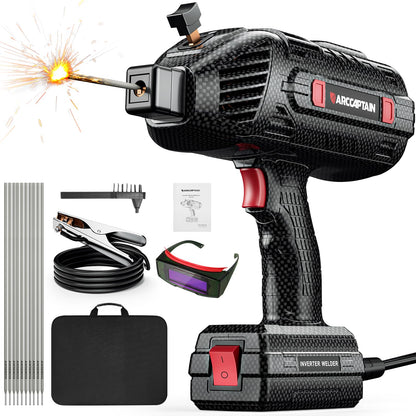ARCCAPTAIN Stylish Handheld Welder, 110V Portable Welding Machine with IGBT Inverter, 120A Stick Welder with Auto Darkening Goggles and Upgraded Ground Clamp, Fits for 3/32"-1/8" Welding Rods