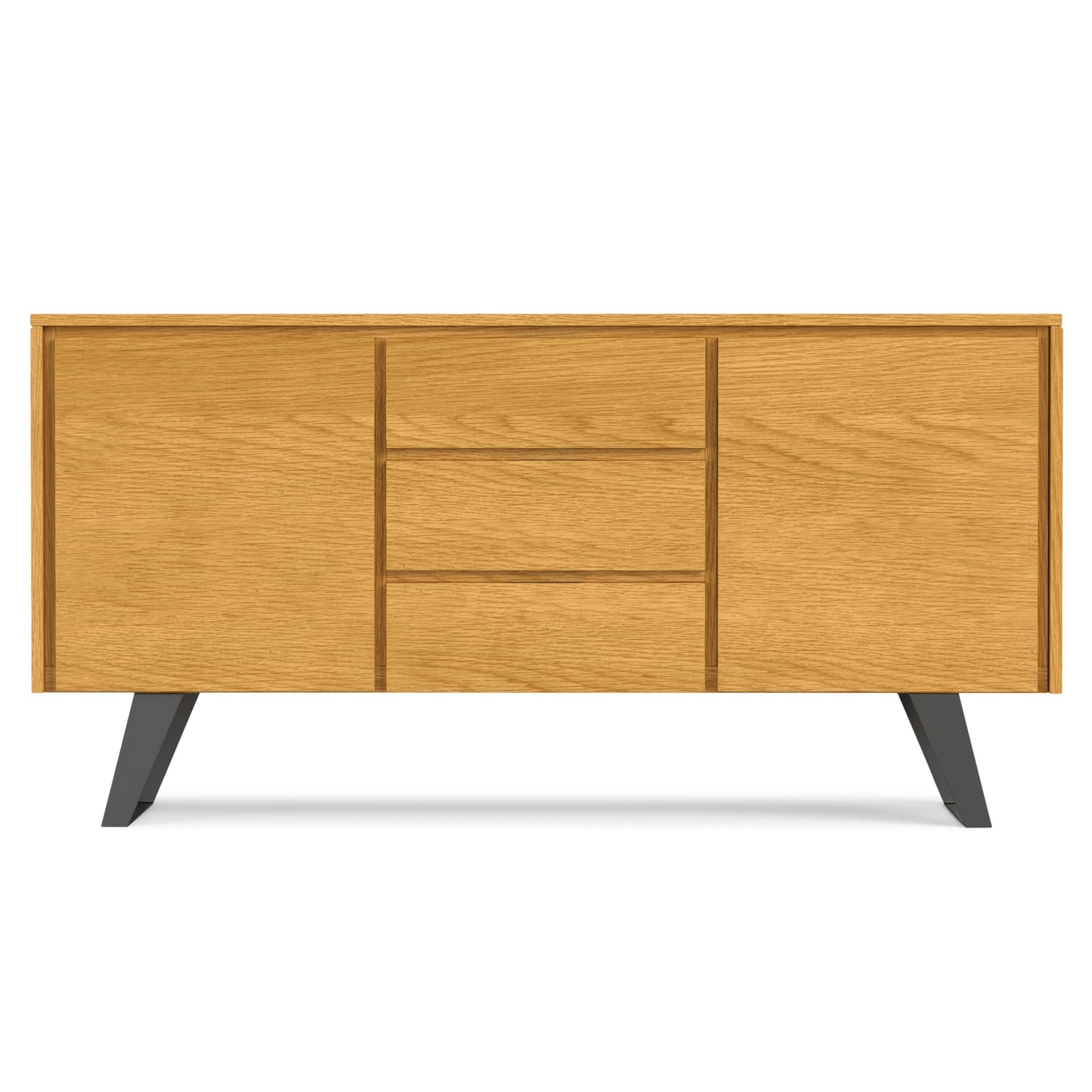 SIMPLIHOME Lowry 60 inch x 17 inch Rectangle Modern Industrial Sideboard Buffet in Oak Veneer for the Dining Room and Kitchen
