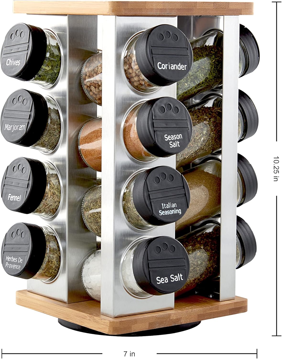 16 Countertop 5 Kamenstein Jar Warner Revolving Spice Rack Organizer with Lift & Pour Caps and Spices Included, FREE