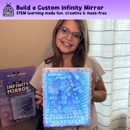 DIY Infinity Mirror Kit for Kids Age 6+ - Crafts for Girls 8-12 with Lights & Custom Letters - Creative10 Year Old Girl Birthday Gifts, Fun Gifts for 6 Year Old Girl, Creative Stem Toys for Ages 8-13