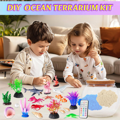 Gifmore Ocean Light Up Terrarium Kit for Kids, DIY Shark Sea Animal Crafts Toys, Birthday Presents for Boys Girls Ages 4-12