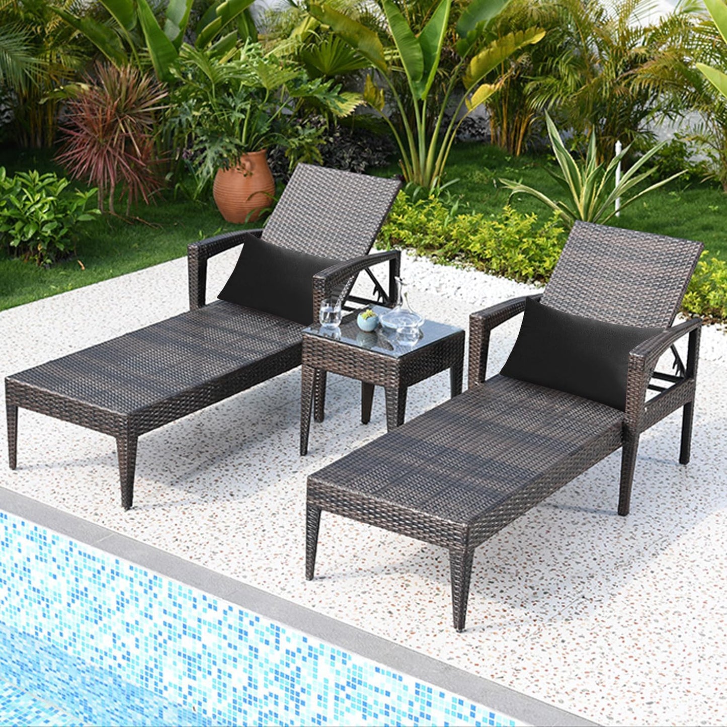 12x20 Set 2 VAKADO Lumbar Outdoor Waterproof Black Throw Pillow Covers of Decorative Tender Green Outside Patio