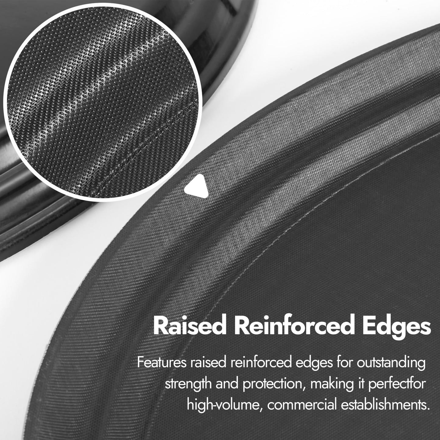 CURTA 2-Pack Restaurant Grade Non-Slip Tray, NSF, Oval 22-Inch x 27-Inch, Plastic Rubber Lined Round Serving Tray, Black
