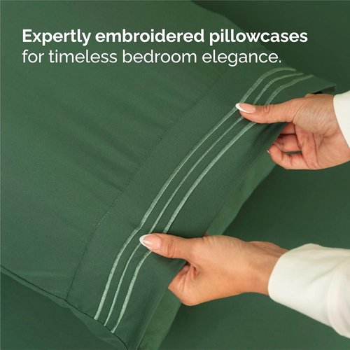 King Size 4 Piece Sheet Set - Comfy Cooling Bed Sheets for Luxury Bedding - Deep Pockets, Soft & Wrinkle-Free - Oeko-Tex Certified, Emerald Green
