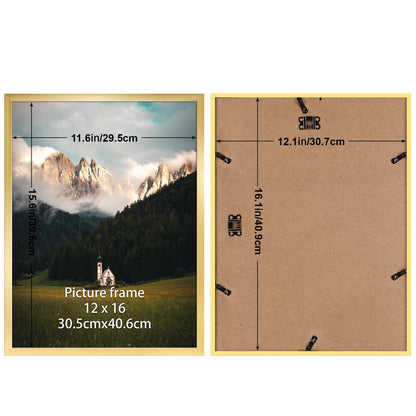 Giftgarden 12x16 Picture Frame Gold, Fit 30x40cm Diamond Painting Art, 16x12 Thin Poster Photo Frame for Wall Display, Single
