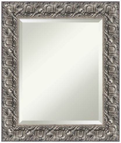 Amanti Art Silver Bathroom Mirror for Over Sink, 26x22 Silver Luxor Rectangle Vanity Mirror, Small Traditional Wood Frame, Hangs Horizonally and Vertically, Bathroom Wall Decor, Beveled Edge