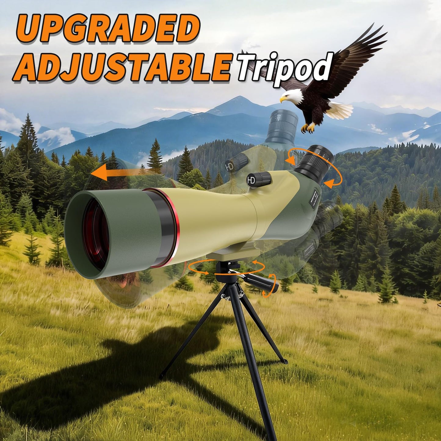 WOSPORTS 25-75x85 Spotting Scopes with Tripod, Carrying Bag, Phone Adapter, HD BAK4 Porro Prism, Waterproof Spotter Scope for Hunting, Target Shooting