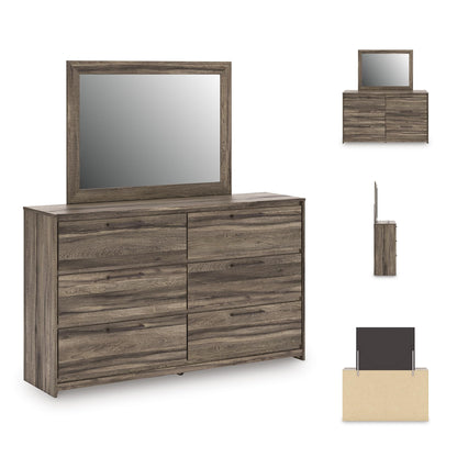 Signature Design by Ashley Baystorm Contemporary 6-Drawer Dresser and Mirror with Anti-Tipping Restraint, Light Brown
