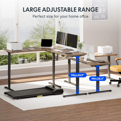 FLEXISPOT L Shaped Standing Desk, 63 x 47 Inch Electric Height Adjustable Corner Desk, Sit Stand Computer Workstation, Preset Controller, Home Office, Black Frame with Rustic Brown Top