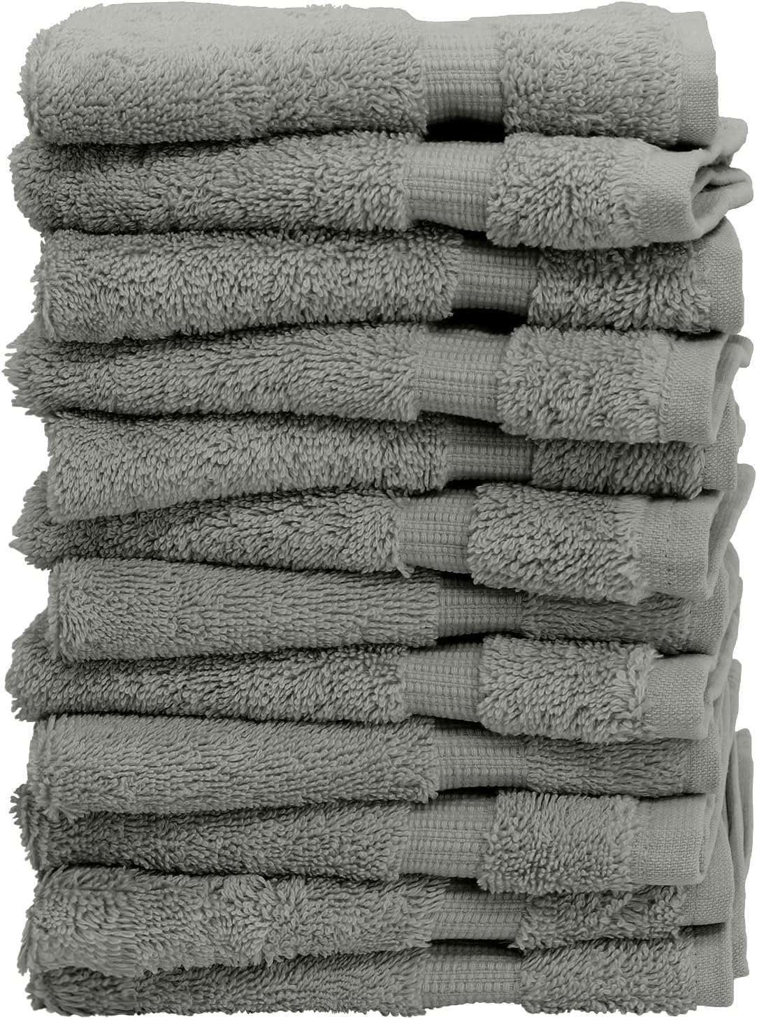 Luxury Hotel & Spa Quality 100% Turkish Cotton 700 GSM Cloth, Soft Washcloths Towel Set 13" X 13", Gray, Set of 12