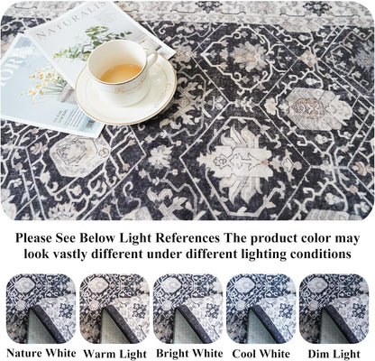Skiennix 2x4 Washable Area Rug - Stain Resistant Kitchen Runner | Ultra Soft Non-Slip Indoor Carpet in Black