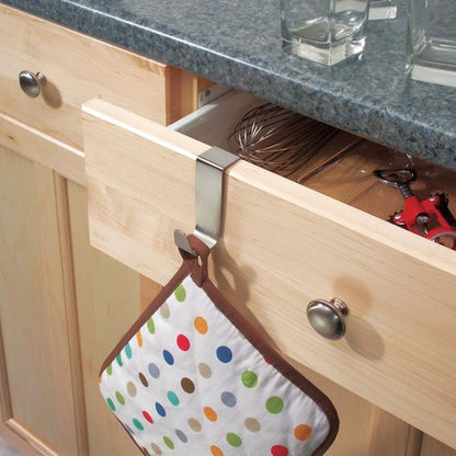 iDesign Forma Brushed Stainless Steel Over-The-Cabinet Storage Hook - 1" x 2.25" x 3"