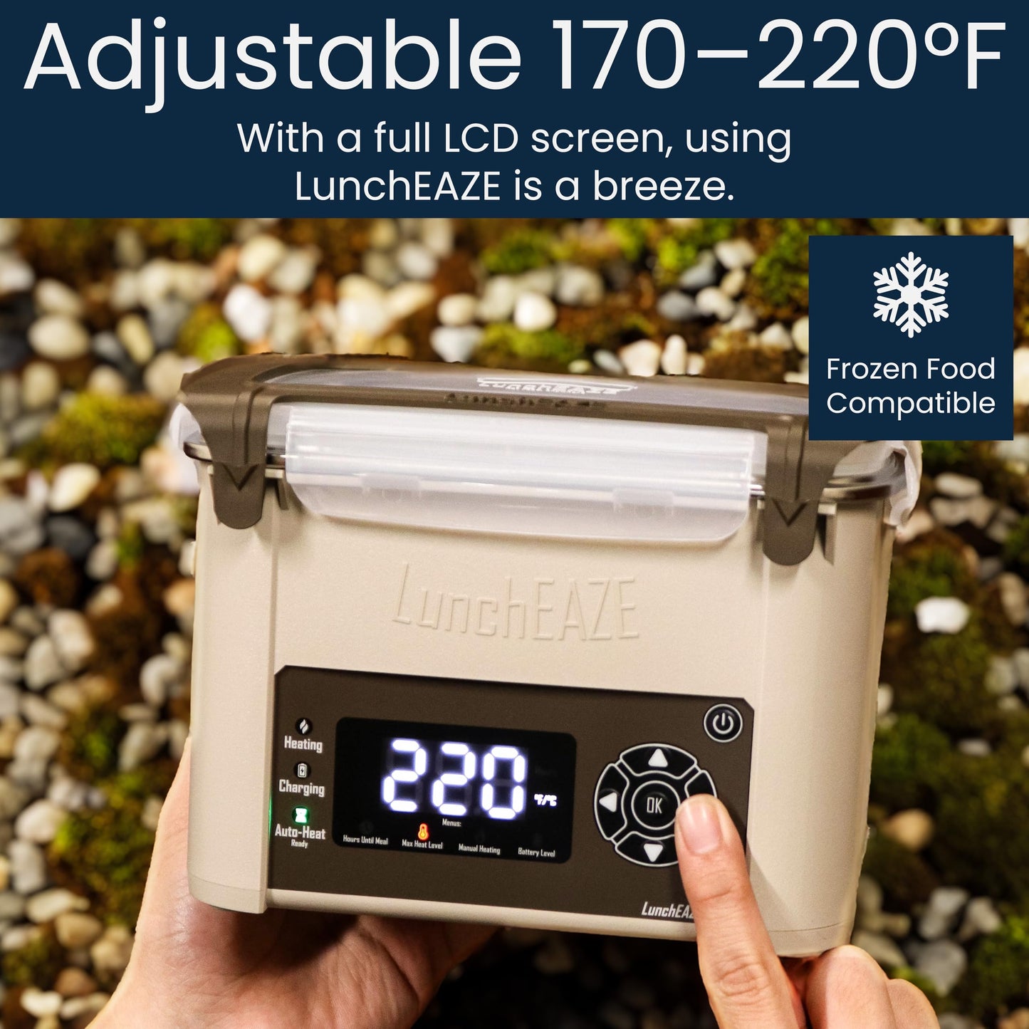 LunchEAZE Core Gen 2 Cordless Heated & Electric Lunch Box – Battery-Powered, 4-Cup Capacity, 220°F, Automatic Scheduled Heating for Hot Meals Anywhere