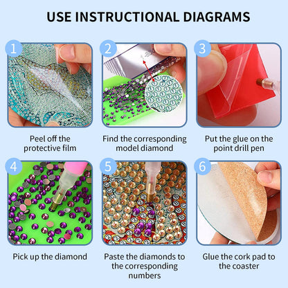 PERFECTSIGHT 8 Pcs DIY Diamond Art Painting Coasters with Holder, Cute Diamond Paint Coaster Kits for Adults, Kawaii Full Drill Diamond Art Craft Supplies, Paint by Number Non Slip Coaster, Sanlio