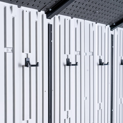 Lifetime Outdoor Storage Shed, 8x10 Ft, Gray, Resin Tool Shed with Lockable Doors and Steel-Reinforced Walls