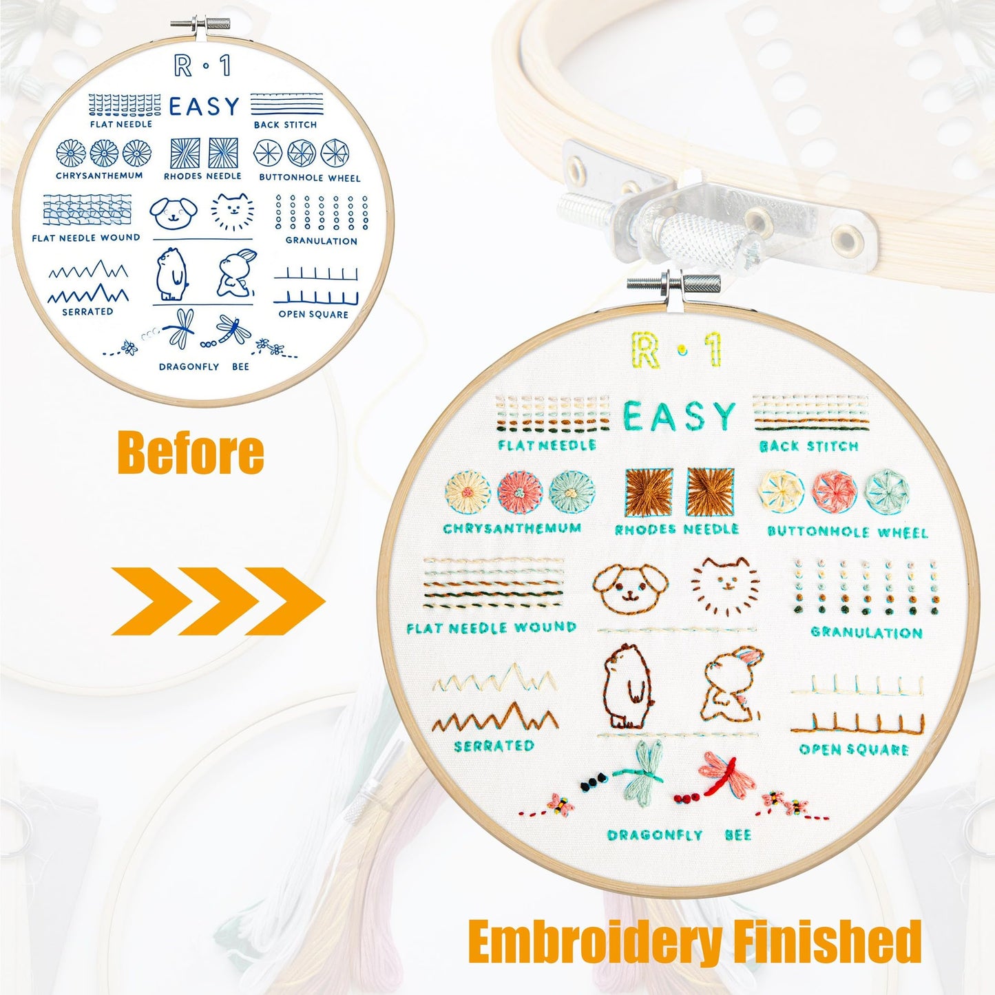 Culberta Embroidery Kit for Adults Beginner, Needlepoint Kits, Cross Stitch Craft Set with HD Video Tutorials, Hand DIY Art Supplies for Gifts (A)