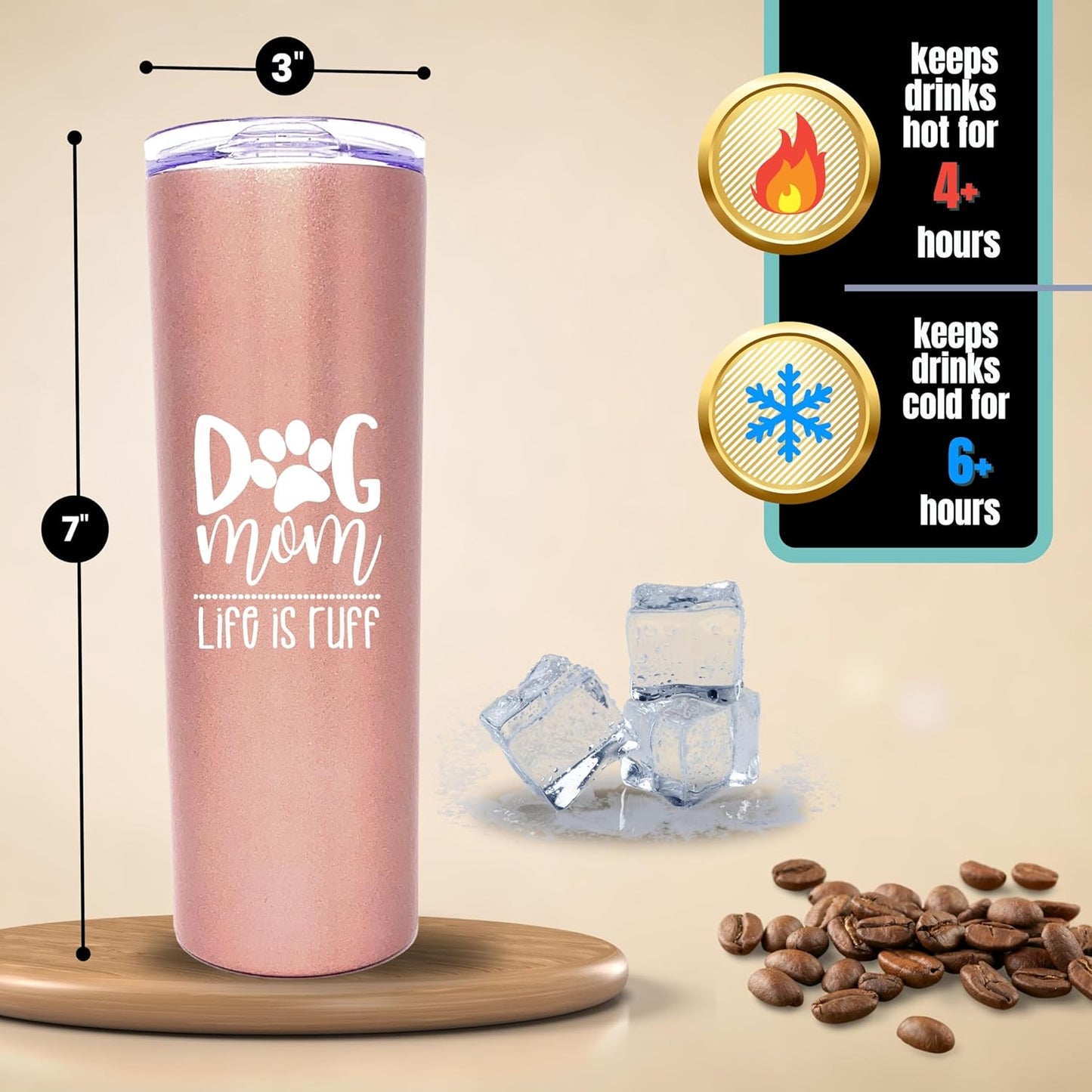 Brooke & Jess Designs Dog Mom Tumbler, Dog Lovers Gifts for Women - Dog Mom Cup, Coffee Mugs
