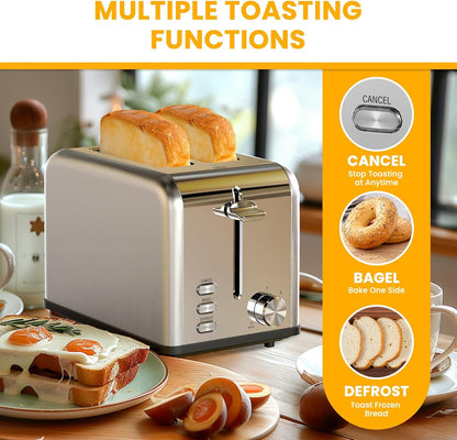 Simple Deluxe 2-Slice Toaster - 3 Function, 6 Browning Settings, Extra Wide Slot & Removable Crumb Tray
