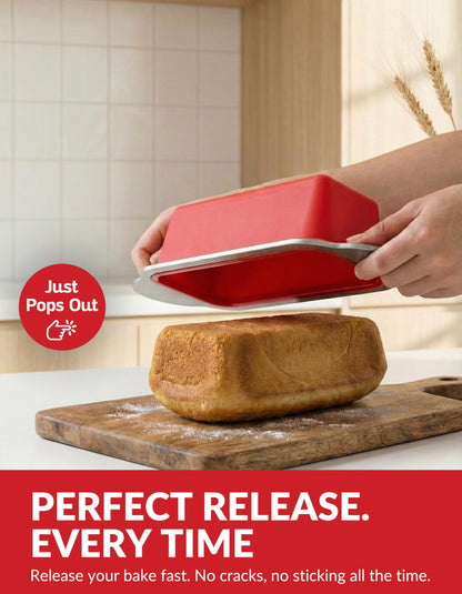 Boxiki Kitchen Premium Non-Stick Silicone Bread Loaf Pan, 9x5 Inches – Heavy-Duty Steel Frame, Non-Toxic, BPA & PFOA Free – Perfect for Pound Cakes, Breads, & More.