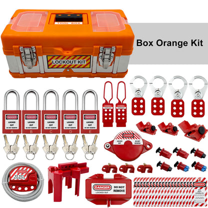SAFBY 2-in-1 Lockout Tagout (Loto) Kits–Complete OSHA Safety Group Lock Out Hasps, Tag Out Clamp-On Circuit Breaker Lockout for Universal Multi- Pole Breaker Electrical Kits Station (2 Kits in 1)