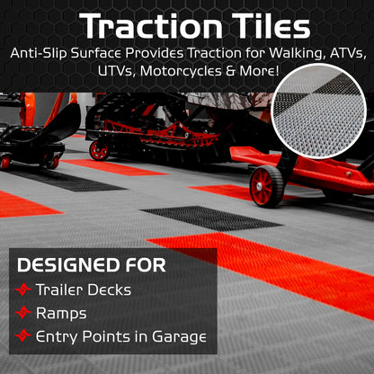 Caliber ProTech XT Garage Flooring, Trailer Flooring, Interlocking Traction Tiles, 9” x 18”, Grey, 24-Pack