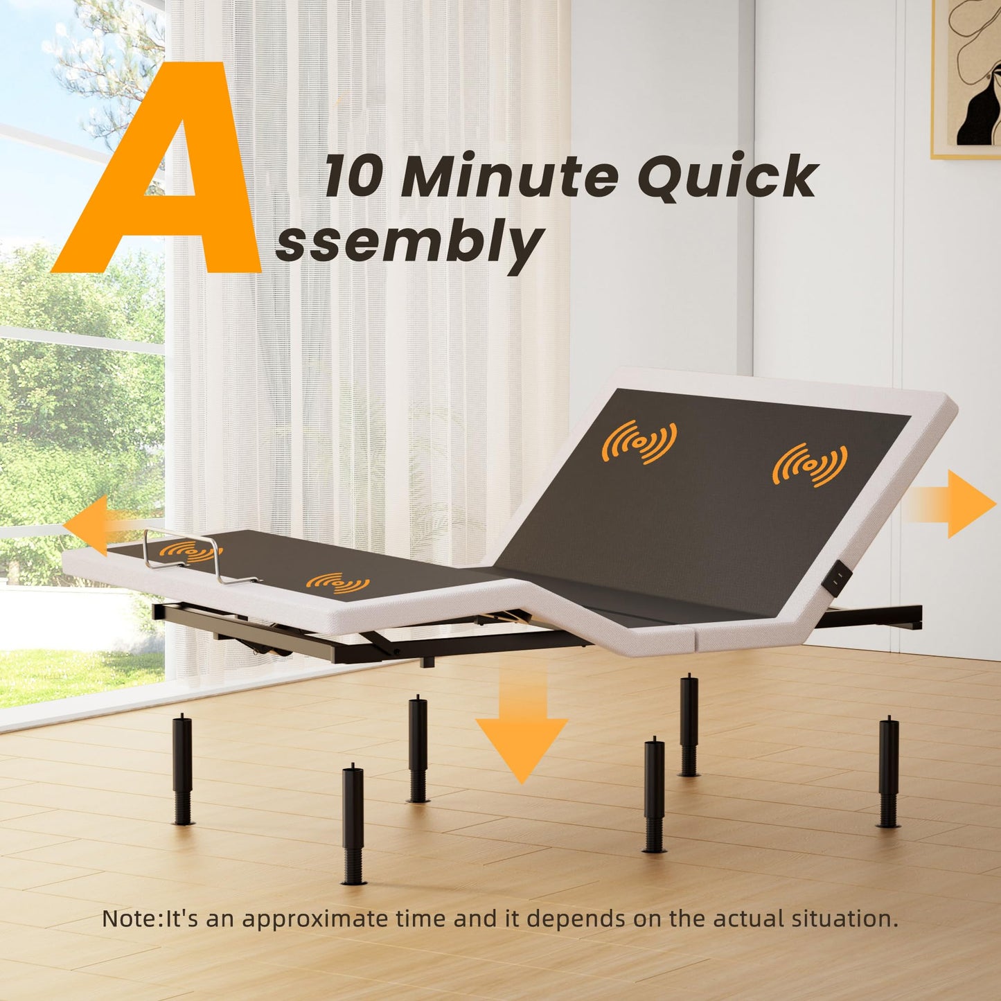 Yireehome Full Adjustable Bed Frame with Massage Adjustable Bed Base with Wireless Remote USB PortsX2 Underbed Light Zero Gravity Height Adjustable Legs