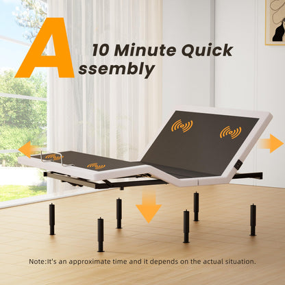 Yireehome Full Adjustable Bed Frame with Massage Adjustable Bed Base with Wireless Remote USB PortsX2 Underbed Light Zero Gravity Height Adjustable Legs