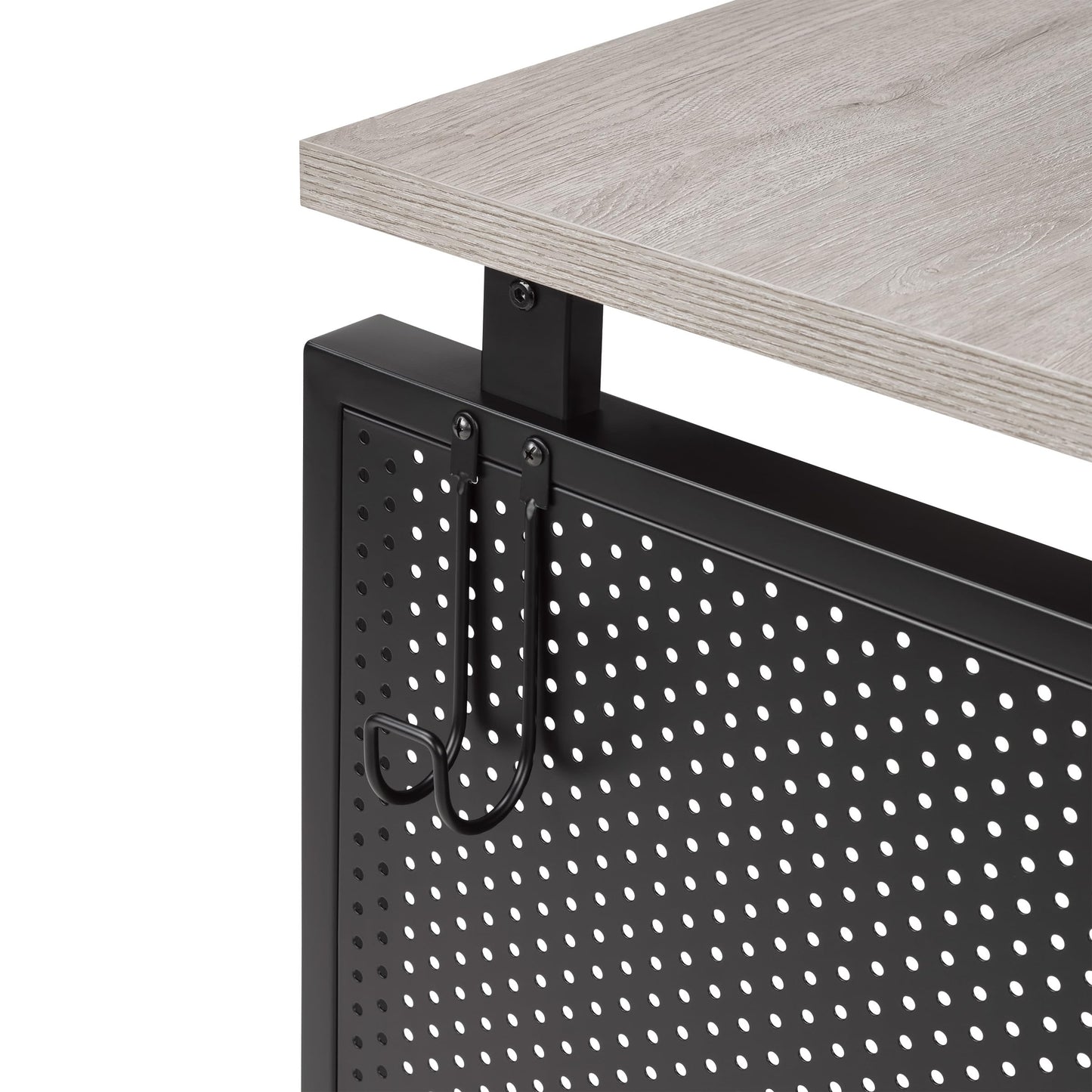 OSP Home Furnishings Ace Contemporary Modern Home Office Desk with Shelf, Rectangular with Grey Taupe Finish