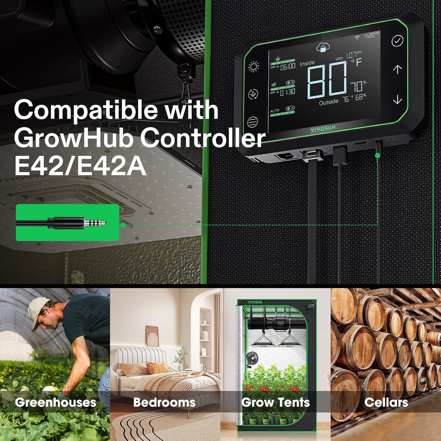 VIVOSUN Temperature & Humidity Sensor Probe: Waterproof Stainless Steel Monitoring Probe for GrowHub Controller