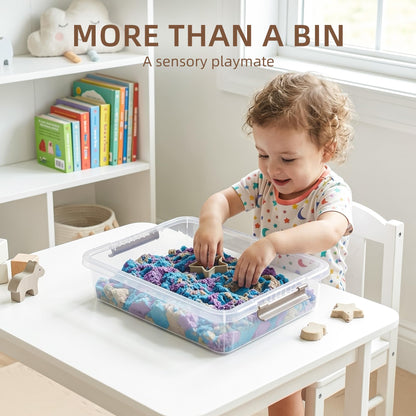 Citylife 3 PCS Plastic Storage Bins with Latching Lids Portable Project Case Clear File Box Stackable Storage Containers for Organizing A4 Paper, Photo, Document, Scrapbook
