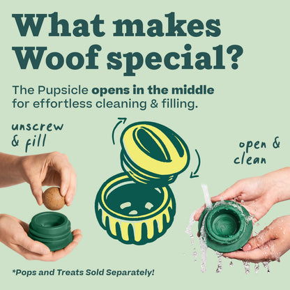 WOOF Pupsicle - Long-Lasting Interactive Dog Toy to Keep Your Pup Busy and Distracted - Safe for Dogs - Low-Mess Design - Dog Toys for Medium and Large Dogs 25-75 lbs