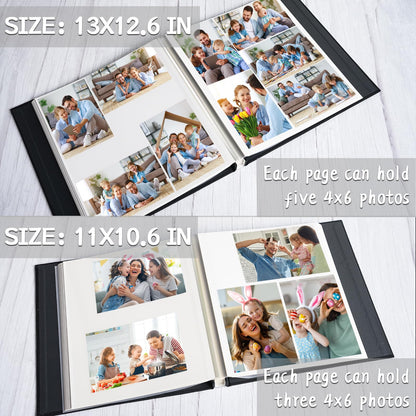 Vienrose Photo Album Self Adhesive for 2x3 4x6 5x7 8x10 Pictures DIY Scrapbook 40 Blank Pages Linen Cover Memory Book for Wedding, Baby Growth, Travel, Black