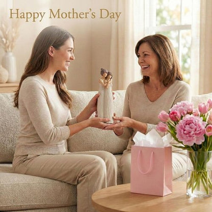 LCCCK Mother Daughter Figurines - Sentimental Hugging Sculptures | Perfect Gift for Mom, Grandma - 10.2in Cream