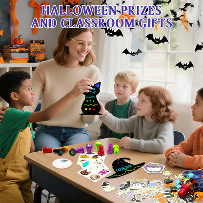 252Pcs Halloween Party Favors for Kids Bulk Stationery Set, 24 Pack Halloween Goodie Bags Stuffers Treat Bag Fillers, Classroom Prizes Non Candy Trick or Treat Toys for School Student Gifts Bags