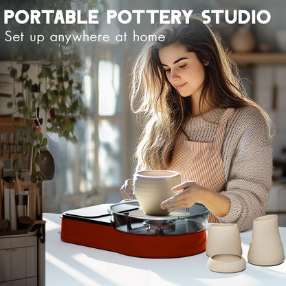 Pottery Wheel for Kids Adults and Beginners - Complete Pottery Set with 6" Turntable with Two-Way Rotation, 2.2lb Clay, Art Supplies Sculpting Tools, Craft Gifts for Teens Adults (Red)